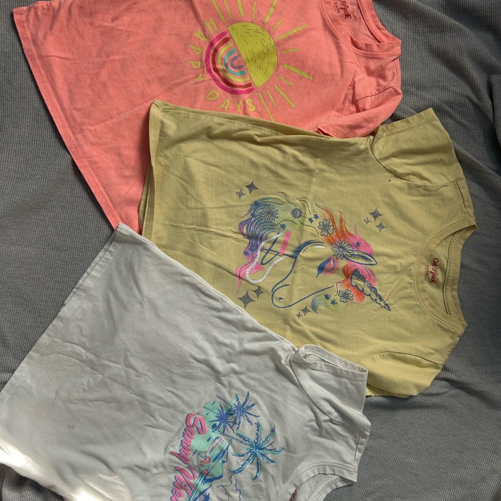 Cat & Jack Kids Graphic Tees in Pink, Yellow, and Cream